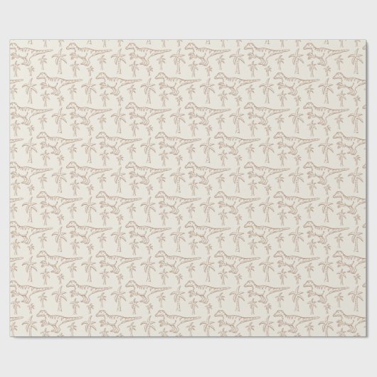 Dinosaur Pattern Modern Boy Dino Jungle Beige Geschenkpapier (Flach)