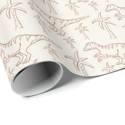 Dinosaur Pattern Modern Boy Dino Jungle Beige Geschenkpapier (Rolleneckpunkt)