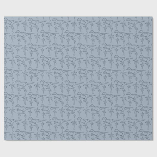 Dinosaur Pattern Modern Boy Dino Jungle Sage Green Geschenkpapier (Flach)