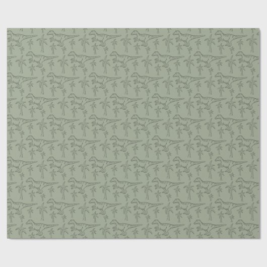 Dinosaur Pattern Modern Boy Dino Jungle Sage Green Geschenkpapier (Flach)