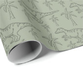 Dinosaur Pattern Modern Boy Dino Jungle Sage Green Geschenkpapier (Rolleneckpunkt)