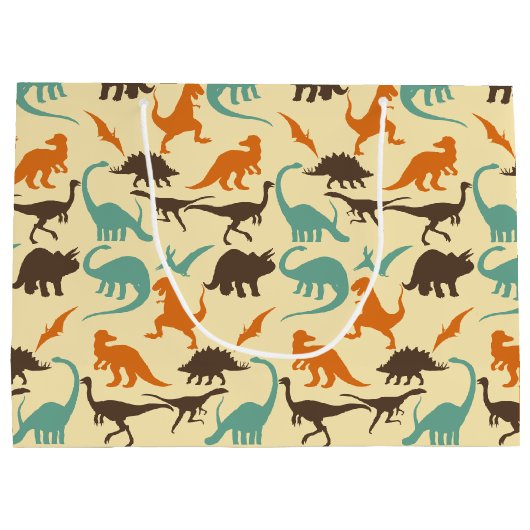 Dinosaur Pattern Silhouette Große Geschenktüte (Rückseite)