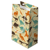 Dinosaur Pattern Silhouette Kleine Geschenktüte (Rückseite Schrägansicht)