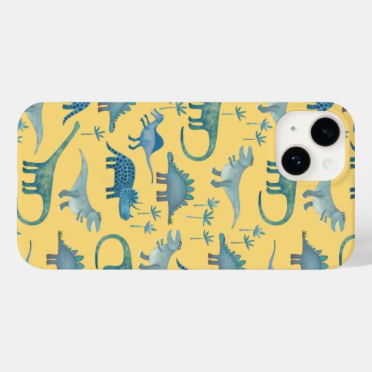 Dinosaur Pattern Yellow Case-Mate iPhone Hülle (Rückseite (Horizontal))