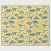 Dinosaur Pattern Yellow Geschenkpapier (Flach)