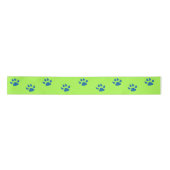 Dinosaur Paw Print Muster Green Blue Geburtstag Satinband (Vorderseite)
