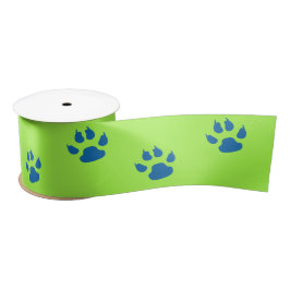 Dinosaur Paw Print Muster Green Blue Geburtstag Satinband