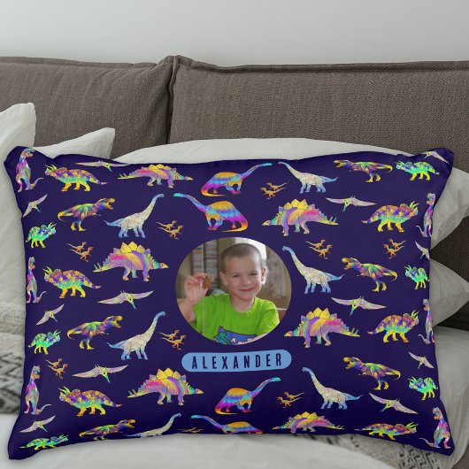 Dinosaur Personalisiert Boys Foto und Name Dekokissen