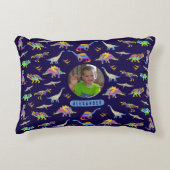 Dinosaur Personalisiert Boys Foto und Name Dekokissen (Vorderseite)