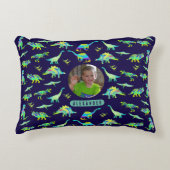 Dinosaur Personalisiert Boys Foto und Name Dekokissen (Vorderseite)