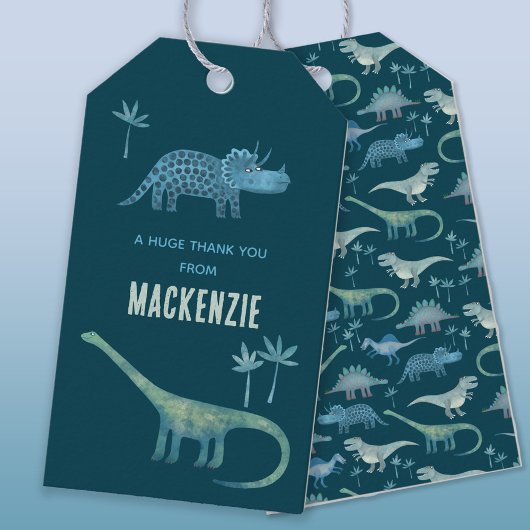 Dinosaur Personalisiert Danke Geschenkanhänger