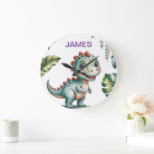 Dinosaur Personalisiert Wall Clock - Niedlicher Di Große Wanduhr (Zuhause)