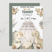 Dinosaur Personalisierter Geburtstag Einladung für (Vorne/Hinten)