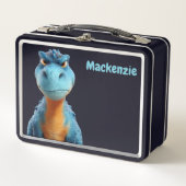 Dinosaur Personalisierter Name Metall Brotdose (Vorderseite)