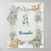 Dinosaur Personalisierter Name Monogramm A Kinderz Poster (Vorne)