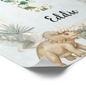 Dinosaur Personalisierter Name Monogramm E Kinderz Poster (Ecke)