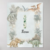Dinosaur Personalisierter Name Monogramm I Kinderz Poster (Vorne)