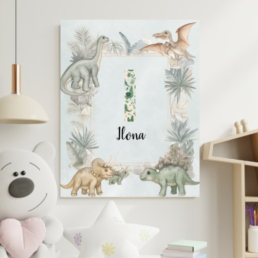 Dinosaur Personalisierter Name Monogramm I Kinderz Poster