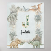 Dinosaur Personalisierter Name Monogramm J Kinderz Poster (Vorne)