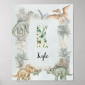 Dinosaur Personalisierter Name Monogramm K Kinderz Poster (Vorne)
