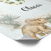 Dinosaur Personalisierter Name Monogramm O Kinderz Poster (Ecke)