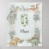 Dinosaur Personalisierter Name Monogramm O Kinderz Poster (Vorne)