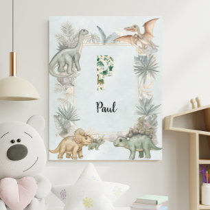 Dinosaur Personalisierter Name Monogramm P Kinderz Poster
