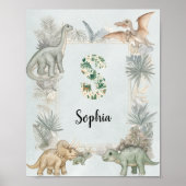 Dinosaur Personalisierter Name Monogramm S Kinderz Poster (Vorne)