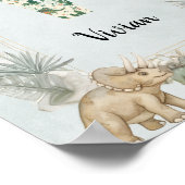 Dinosaur Personalisierter Name Monogramm V Kinderz Poster (Ecke)