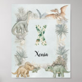Dinosaur Personalisierter Name Monogramm X Kinderz Poster (Vorne)