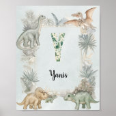 Dinosaur Personalisierter Name Monogramm Y Kinderz Poster (Vorne)