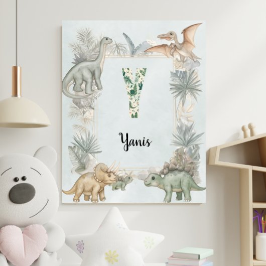 Dinosaur Personalisierter Name Monogramm Y Kinderz Poster