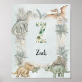 Dinosaur Personalisierter Name Monogramm Z Kinderz Poster (Vorne)