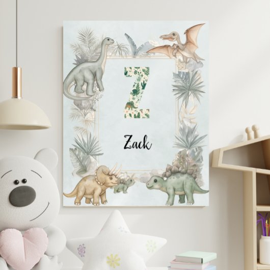 Dinosaur Personalisierter Name Monogramm Z Kinderz Poster