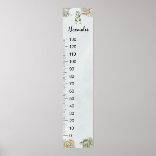 Dinosaur Personalized Name Monogram A Growth Chart Poster (Vorne)