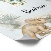 Dinosaur Personalized Name Monogram B Nursery Poster (Ecke)