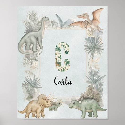 Dinosaur Personalized Name Monogram C Nursery Poster (Vorne)