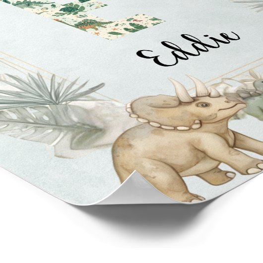 Dinosaur Personalized Name Monogram E Nursery Poster (Ecke)