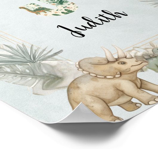 Dinosaur Personalized Name Monogram J Nursery Poster (Ecke)
