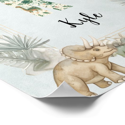 Dinosaur Personalized Name Monogram K Nursery Poster (Ecke)