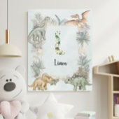 Dinosaur Personalized Name Monogram L Nursery Poster