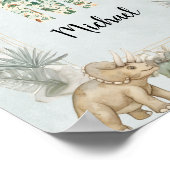 Dinosaur Personalized Name Monogram M Nursery Poster (Ecke)