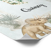 Dinosaur Personalized Name Monogram Q Nursery Poster (Ecke)