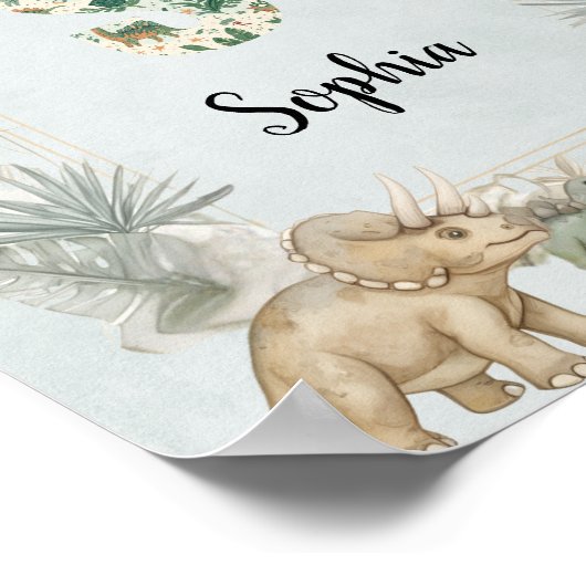 Dinosaur Personalized Name Monogram S Nursery Poster (Ecke)