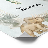 Dinosaur Personalized Name Monogram T Nursery Poster (Ecke)