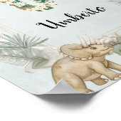 Dinosaur Personalized Name Monogram U Nursery Poster (Ecke)