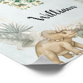 Dinosaur Personalized Name Monogram W Nursery Poster (Ecke)