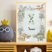 Dinosaur Personalized Name Monogram X Nursery Poster
