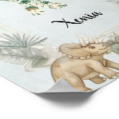 Dinosaur Personalized Name Monogram X Nursery Poster (Ecke)