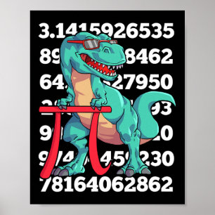 Dinosaur Pi-Tag T Rex Lustige Mathematik 3.14 Lehr Poster